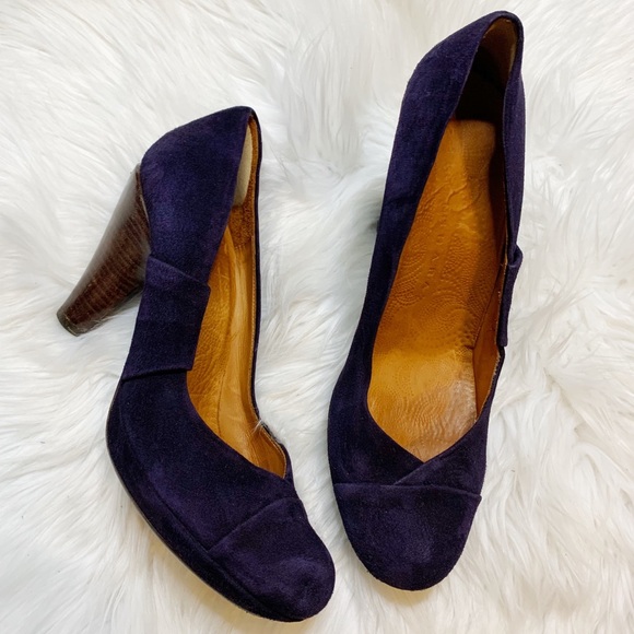 Chie Mihara Shoes - Chie Mihara Anthro Purple Suede Round Toe Heels